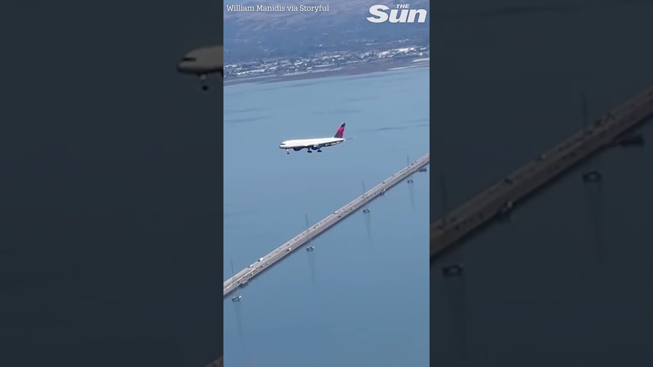 Incredible optical illusion shows plane hanging in mid-air over San Francisco