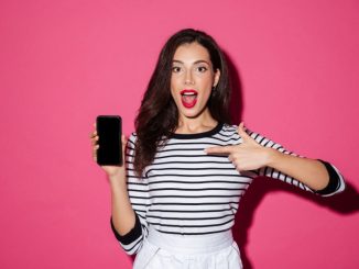 ahl portrait excited girl pointing finger