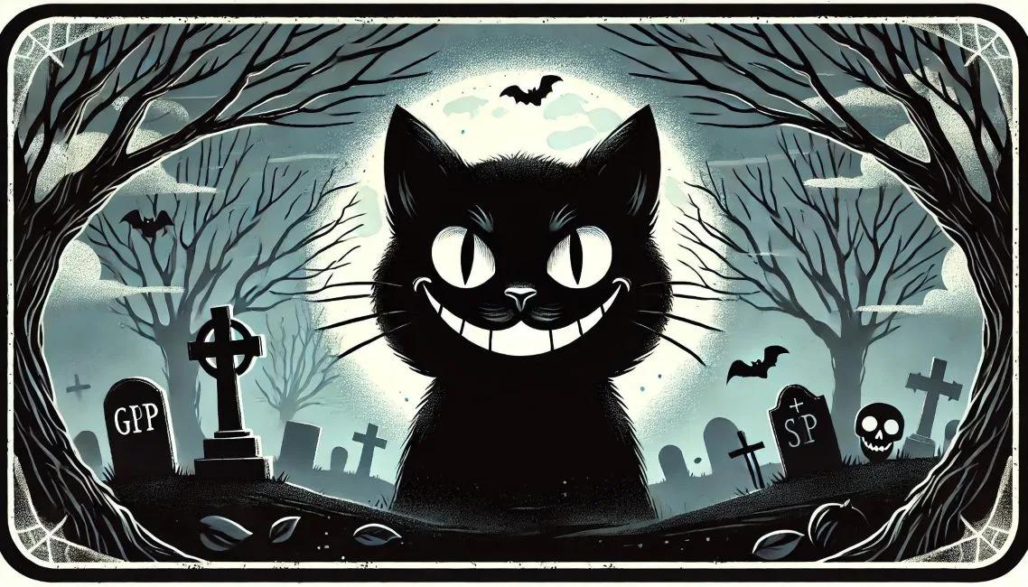 ahl A rectangular image featuring a black cat facing t